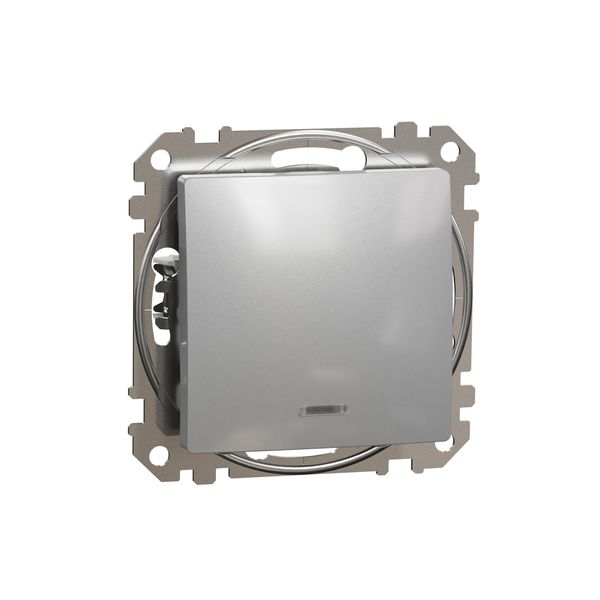 Sedna Design & Elements, 2-way switch 16AX Blue Locator LED, aluminium image 3