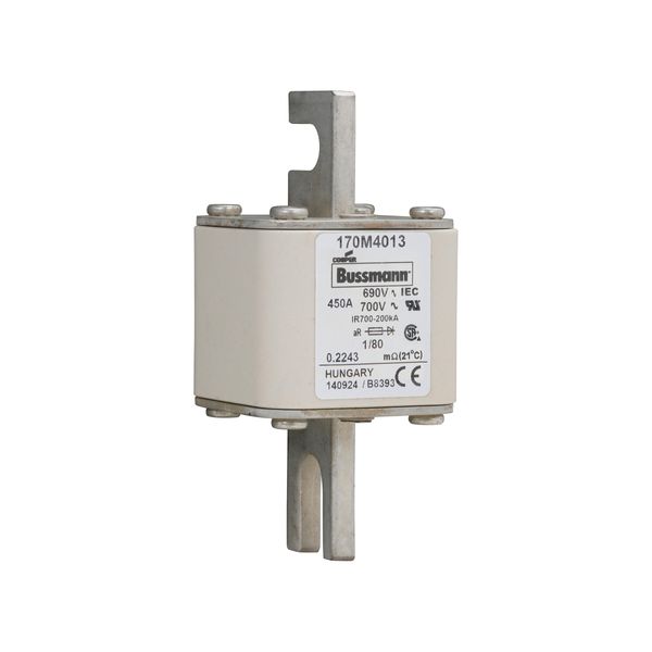 Fuse-link, high speed, 450 A, AC 690 V, DIN 1, 53 x 53 x 108 mm, aR, DIN, IEC, single indicator image 5