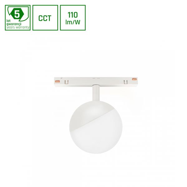 SYSTEM SHIFT CCT- GLOBE SPHERE TRACK LIGHT FI100X130MM 5W 165DEG BIAŁA CCT SWITCH 5Y WARRANTY image 1