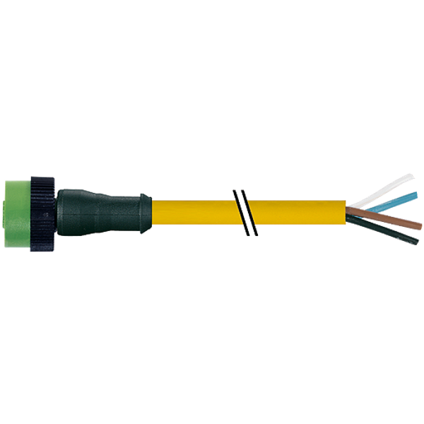 MQ12 female 0° A-cod. with cable PUR 4x0.34 ye UL/CSA+drag ch. 7.5m image 1