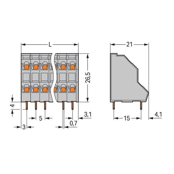 Double-deck PCB terminal block 2.5 mm² Pin spacing 5 mm green-yellow, image 3