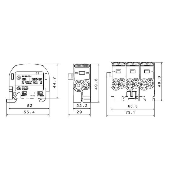 AL/CU-Main branch terminal, 35mmý, 1-pole insulated PE image 8