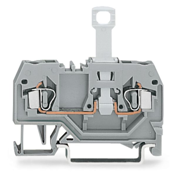 2-conductor disconnect terminal block for DIN-rail 35 x 15 and 35 x 7. image 1