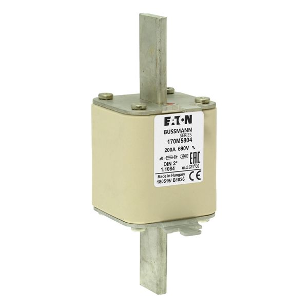 Fuse-link, high speed, 200 A, AC 690 V, compact DIN 2, 55 x 71 x 150 mm, aR, DIN, IEC, single indicator image 18