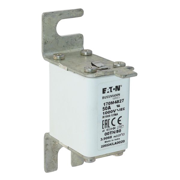 Fuse-link, high speed, 50 A, AC 1000 V, size 00, 30 x 47 x 98 mm, aR, DIN, IEC, type T indicator image 12