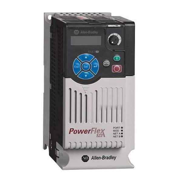 Allen-Bradley 25A-B017N104 PowerFlex 523 AC Drive, 240 VAC, 3 Phase, 5 HP, 4 kW Normal Duty; 5 HP, 4 kW Heavy Duty, Frame B, IP20 NEMA / Open Type, No Filter image 1