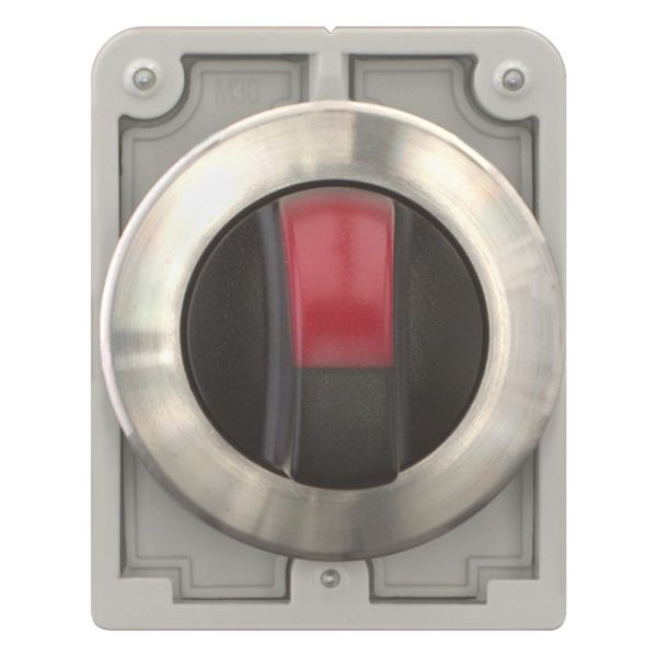 Illuminated selector switch actuator, RMQ-Titan, with thumb-grip, maintained, 2 positions, red, Front ring stainless steel image 3