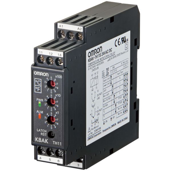 Monitoring relay 22.5 mm wide, over or under temperature, 0 to 1700 °C image 1