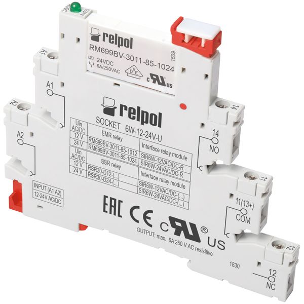 Interface relay: consists with:universal socket 6W-6-24VDC and relay RM699BV-3011-85-1005 image 1