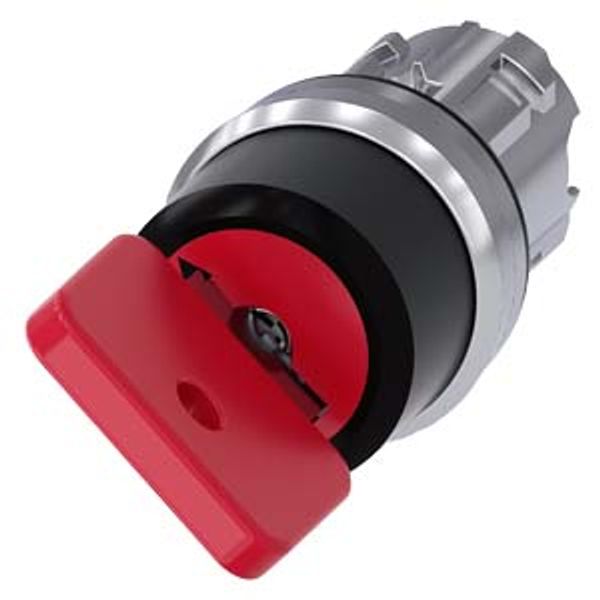 3SU1050-4FF11-0AA0-Z Y11 Key-operated switch O.M.R, 22 mm, round, metal, shiny, lock number 73037, red, with 2 keys, 2 switch positions O-I, latching, actuating angle 90°, image 1