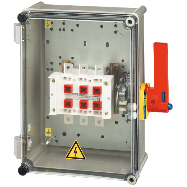 Polyester safety enclosure 6P 80A with free connection side operation image 2