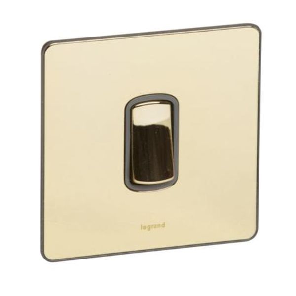 Synergy Sleek 1 gang 2-way push button - 10A- Glossy gold image 1