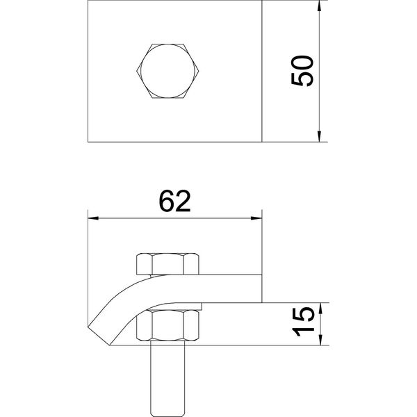 KWS 15 A2 Clamping profile with hexagon screw, h = 15 mm 60x50 image 2