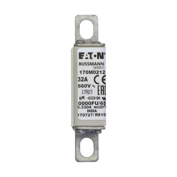 Fuse-link, high speed, 32 A, AC 660 V, size 0000, 18 x 19 x 80 mm, gR, UL image 7