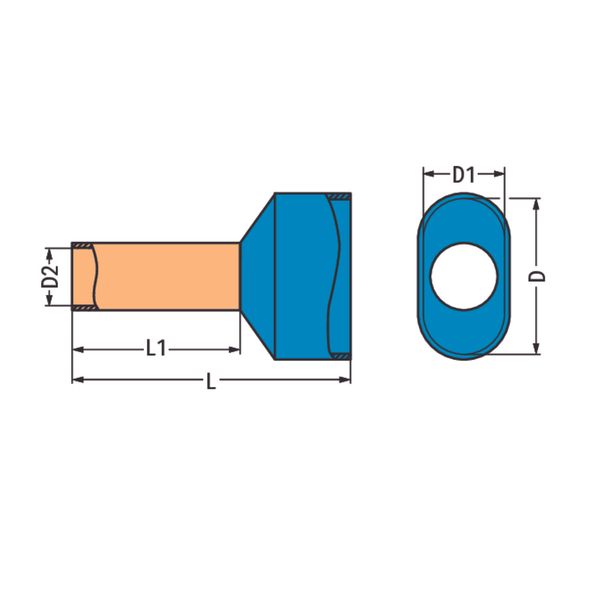 Twin ferrule Sleeve for 2 x 2.5 mm / AWG 14 insulated blue image 1