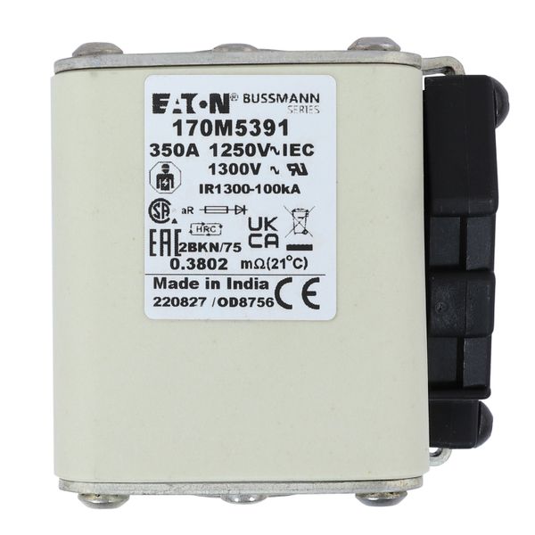 Fuse-link, high speed, 350 A, AC 1250 V, size 2, 61 x 75 x 77 mm, aR, IEC, UL, single indicator image 10