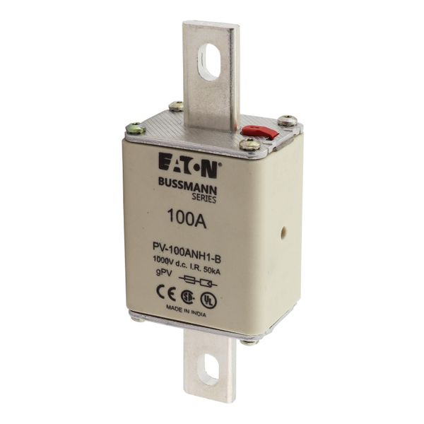 Fuse-link, high speed, 100 A, DC 1000 V, NH1, gPV, UL PV, UL, IEC, dual indicator, bolted tag image 20