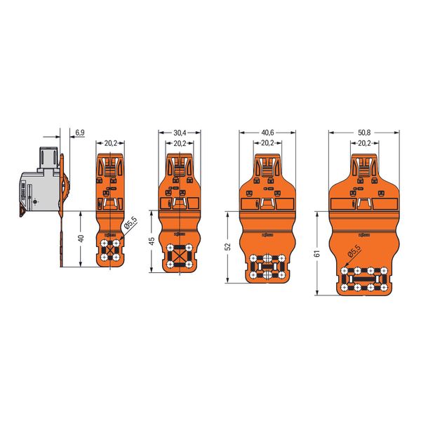 832-542 center locking with strain relief; for female and male connectors; 20.2 mm wide image 3