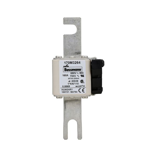 Fuse-link, high speed, 160 A, AC 690 V, compact DIN 1, 45 x 58 x 134 mm, aR, DIN, IEC, type K indicator, 110 mm centres image 11