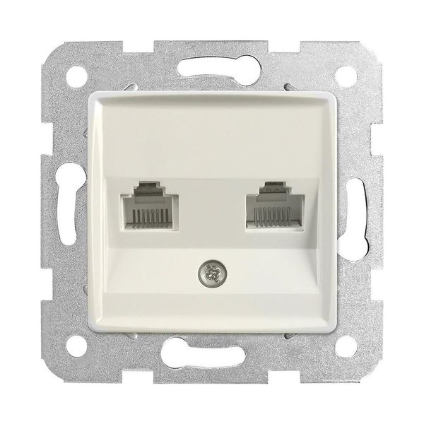 Linnera-Rollina Two Gang Num Phone Socket (2xCAT3) Beige image 1