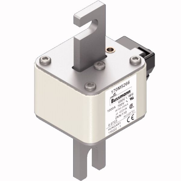 Fuse-link, high speed, 1000 A, AC 690 V, DIN 2, 61 x 77 x 138 mm, aR, DIN, IEC, single indicator image 3