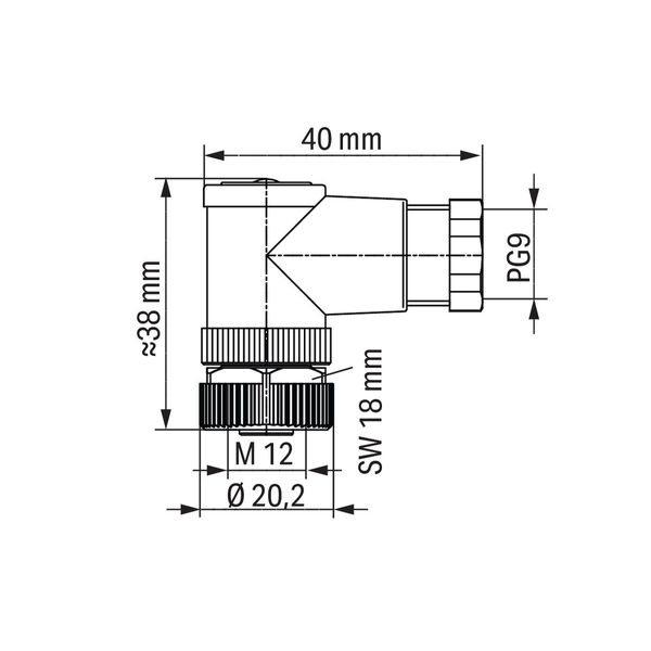 Fitted pluggable connector 5-pole M12 socket, right angle image 2