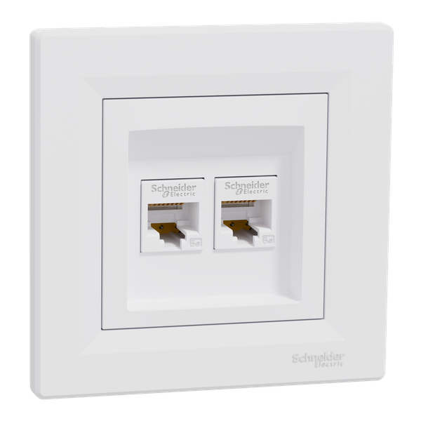 Asfora - double Data socket - RJ45 cat.5e UTP white image 4