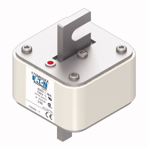 Fuse-link, high speed, 500 A, AC 690 V, DIN 3, 76 x 90 x 109 mm, aR, DIN, IEC, single indicator image 2