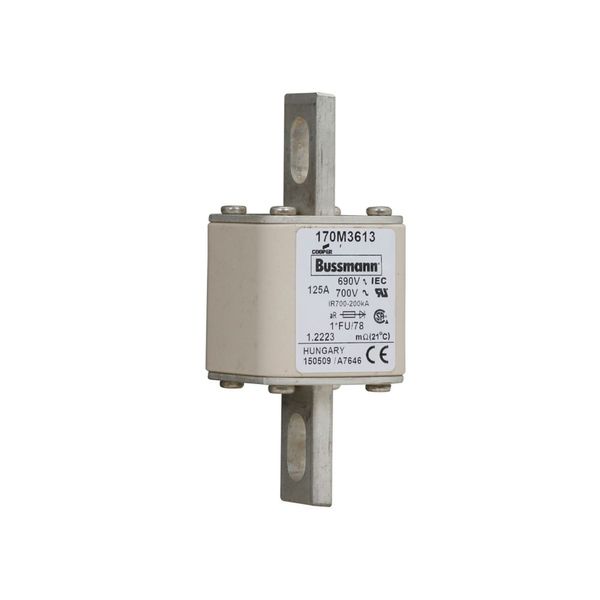 Fuse-link, high speed, 125 A, AC 690 V, compact size 1, 45 x 45 x 110 mm, aR, IEC, UL image 12