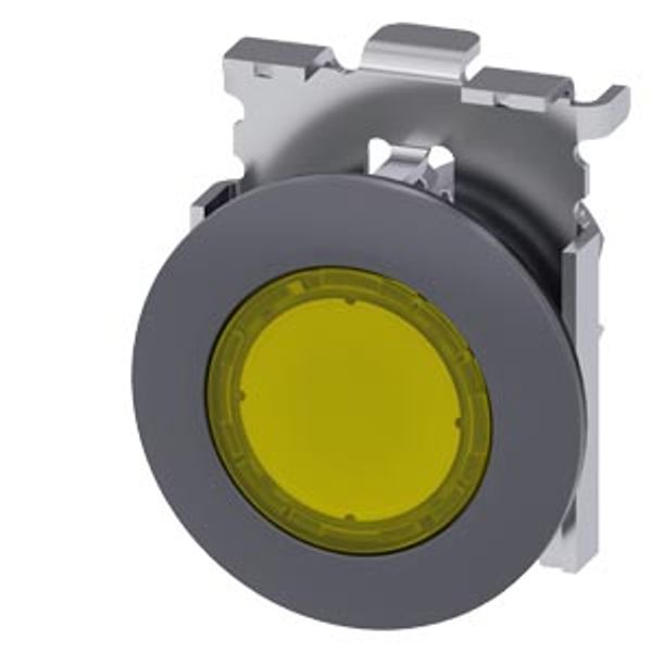 Indicator lights, 30 mm, round, Metal, matte, yellow,  3SU1061-0JD30-0AA0-Z X90 image 1