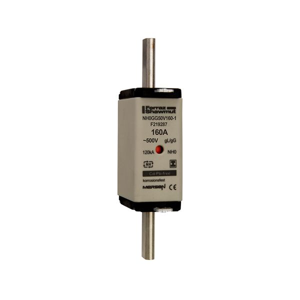 Fuse-link NH0 gG 500VAC 160A isolated tags Double indicator image 1