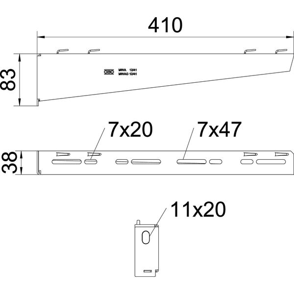 MWAG 12 41 A4 Wall and support bracket for mesh cable tray B410mm image 2