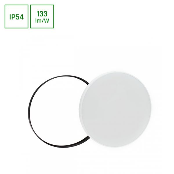 NYMPHEA BLACK & WHITE RINGS 40W WW 230V 115deg IP54 FI485x70 WHITE / BLACK ROUND WITH SENSOR image 1