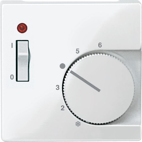 Central plate f. room temp. ctrl insert w. switch, polar white, glossy, System M image 1