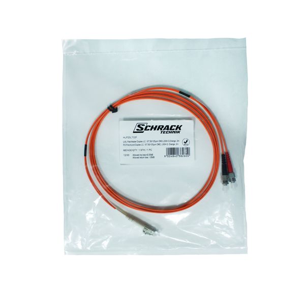 FO Patchcord Duplex LC/ST,62,5/125æm OM1, LS0H, orange, 2m image 3