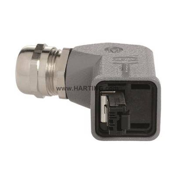 Han3A RJ45 Cat5 plug 4p IDC, angled image 1