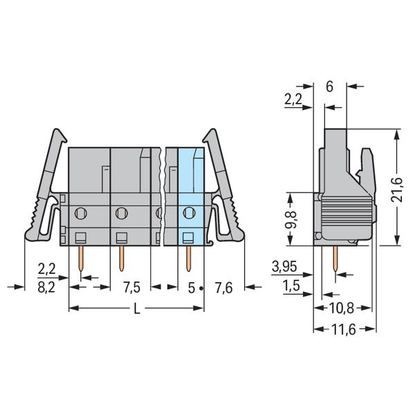 THT female header straight Pin spacing 7.5 mm gray image 4