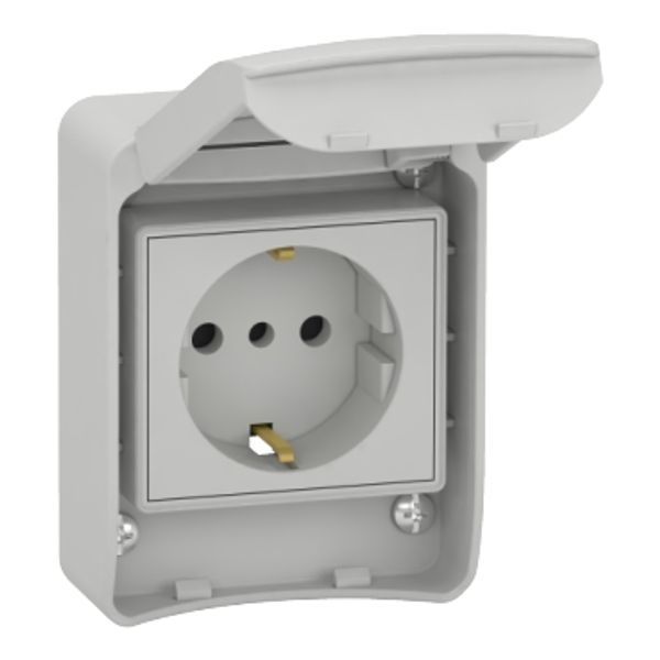 PratiKa socket - grey - 2P + E - 10/16 A - 250 V - German - IP65 - surface image 2