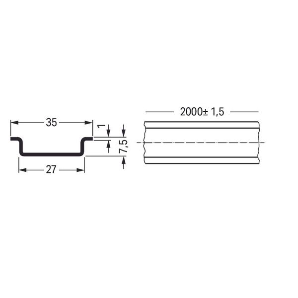 210-113 Steel carrier rail; 35 x 7.5 mm; 1 mm thick image 3