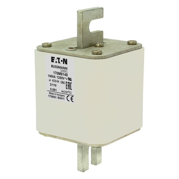 Fuse-link, high speed, 1000 A, AC 1250 V, size 3, 76 x 90 x 139 mm, aR, DIN, IEC, single indicator image 6