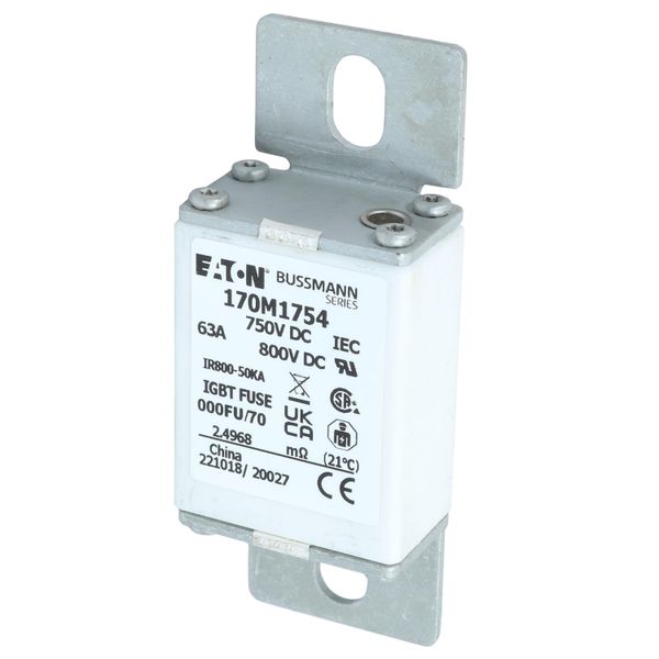 Fuse-link, high speed, 63A, DC 750 V, size 000, 24 x 36 x 96 mm, aR, IEC, UL image 16