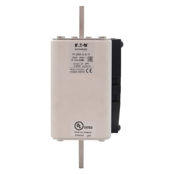 Fuse-link, high speed, 250 A, DC 1500 V, 3L, 75 x 205 mm, gPV, IEC, UL, with indicator, bolted contacts image 15