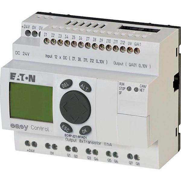Compact PLC, 24 V DC, 12DI(of 4AI), 8DO(T), 1AO, CAN, display image 3