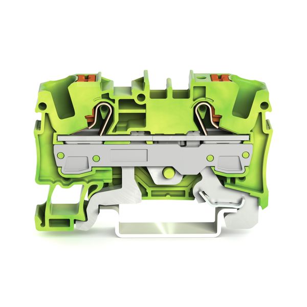 2-conductor ground terminal block with push-button 6 mm² green-yellow image 1