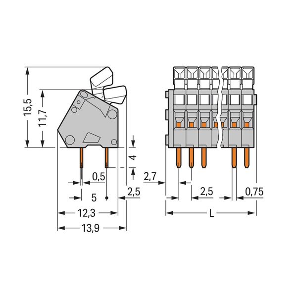 PCB terminal block push-button 0.5 mm² gray image 2