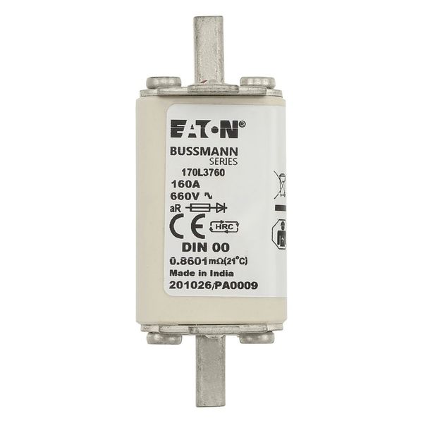 Fuse-link, high speed, 160 A, AC 660 V, DIN 00, 30 x 60 x 78 mm, aR, DIN, IEC, single indicator image 21