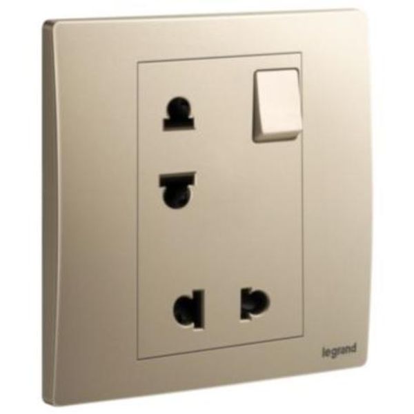 281124DB Mallia Senses 1 gang EURO/ US switched socket outlet - 16A - 2 x 2 POLES image 1