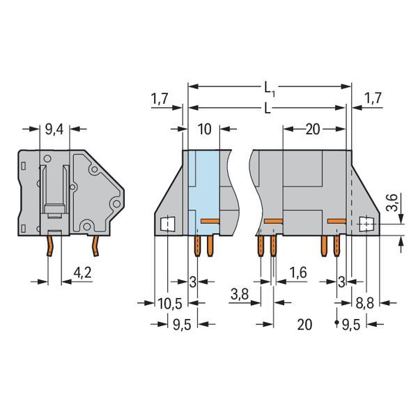 PCB terminal block 16 mm² Pin spacing 20 mm gray image 4