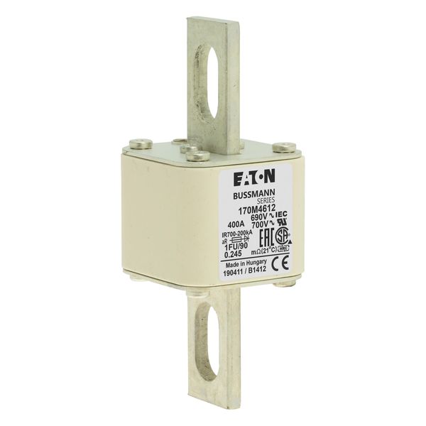 Fuse-link, high speed, 400 A, AC 690 V, size 1, 53 x 69 x 136 mm, aR, IEC, UL, no indicator, 90 mm centers image 20