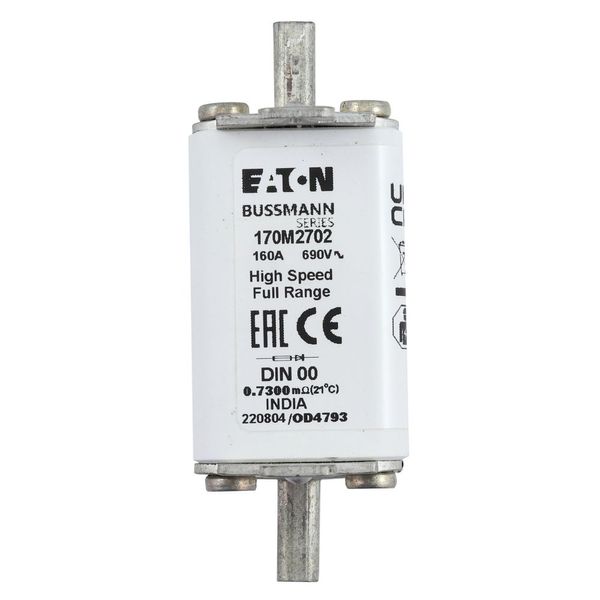 Fuse-link, high speed, 160 A, AC 690 V, DIN 00, 30 x 60 x 79 mm, gR, DIN, IEC, single indicator image 17